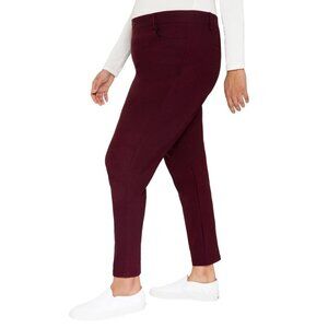 Mario Serrani Women XL Textured Pull-On Ankle Pants Slit Hem Stretch Slim Fit